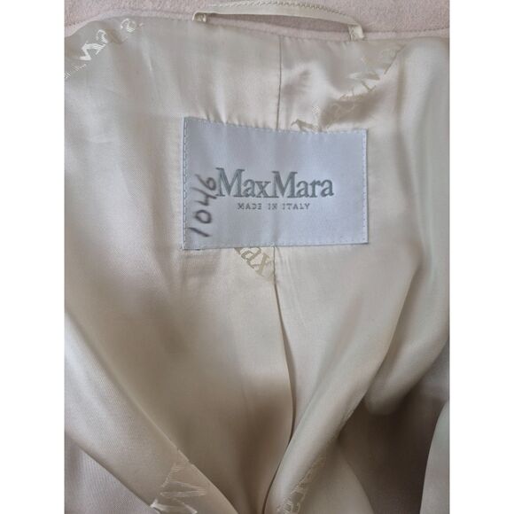 MaxMara Women's Beige Cashmere Blend High Neck Wool Coat Size 2 Max Mara - Picture 7 of 7